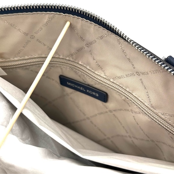 Michael Kors Large Charlotte Tote Bag & LG Double Zip Wallet Luggage Navy Blue - Picture 9 of 15